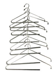 Nine Stainless Steel Hangers