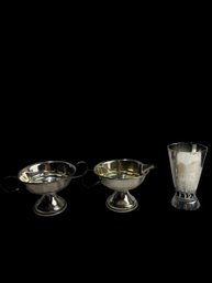Weighted Sterling Silver Sugar And Creamer And A Nickel  Kiddish Cup