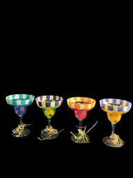 Hand Painted Margarita Glasses Set