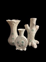 3x Belleek Vases