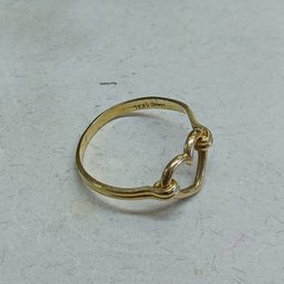 14k Yellow Gold Open Heart Ring, Sz 7