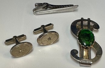 (2) Vintage Money Clips And Pair Of Cuff Links