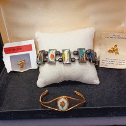 Saints, Angels & Flowers: Hematite Magnetic Saints Bracelet,  2 - Angel Pins And Lenox Bracelet