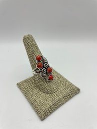 Sterling Sizer Dyed Red Coral Ring Size 9