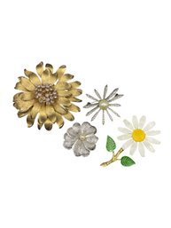 Sterling Silver And Costume Brooches