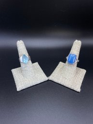 Sterling Silver Blue Faceted Gemstone Cocktail Rings