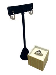 Sterling Silver Celtic Claddagh Earrings And Ring Size 10