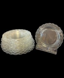 Vintage Cambridge Caprice Patterned Glass Plates Set Of Twelve