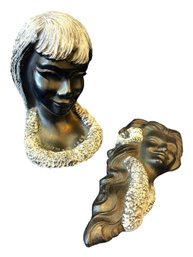 Frank Schirman Momi Black Coral Bust And Beauties With Black Coral Sculpture