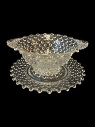 Vintage Duncan & Miller Clear Hobnail Bowl And Plate Set