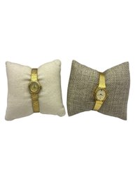 Vintage Caravelle Po And Pulsar Gold Tone Wristwatches