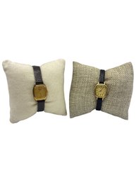 Vintage Seiko Genuine Leather And Gold Tone Wristwatches