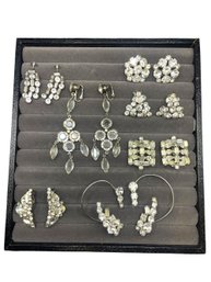 Vintage Rhinestone Costume Clip On Earrings