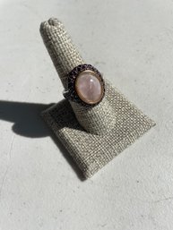 NF 925 And 14K Gold Garnet And Rose Quartz Cocktail Ring