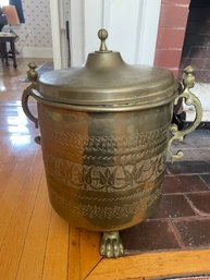 Brass Footed Carved Decorative Bucket