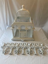 Cast Iron White Coat Rack, Birdcage     (Dr)