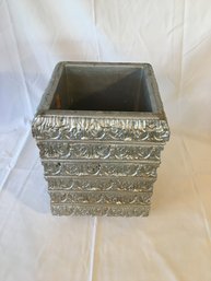 Footed Decorative Silver Wastebasket