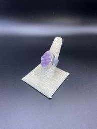 Sterling Silver And Raw Amethyst Ring
