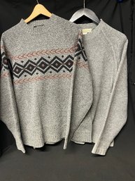 Basic Elements Size M And Skyr Lambs Wool  Size M Mens 100% Wool Gray Sweaters
