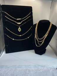 Large Collection Of Gold Tone Necklaces