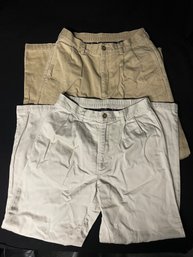 LL Bean Mens Flannel Plaid Lined Khaki Pants 31x30 Natural Fit (Beige/Tan)