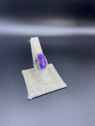 Sterling Silver And Purple Stone Ring Size 8