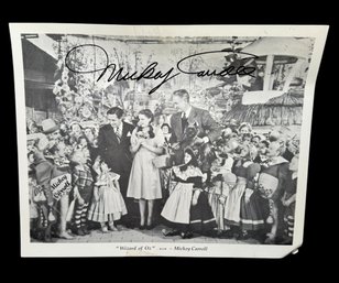 Mickey Carroll The Wizard Of Oz Autographed Picture (BR2)