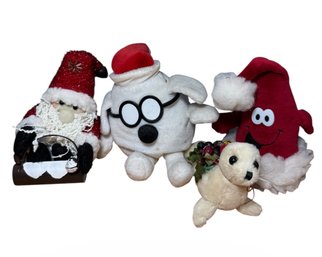 Santa Claus, Dogbert & Assorted Christmas Stuffed Decorations 4pc (B)