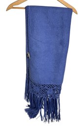 Alpaca Camargo Peruvian Blue Woven Floral Scarf (BR1)