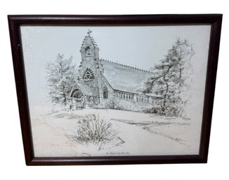 St. Peters By The Sea Framed Pencil Sketch Art Print (B)