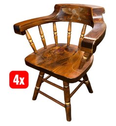Solid Wooden Captains Swivel Dining Chairs With Eagles 4pc (BDR)