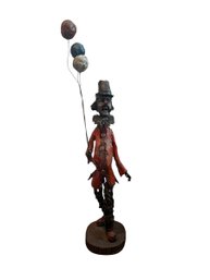 Standing Red Clown With Balloons Signed By Valle
