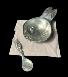 Mariposa Bunny Rabbit Shaped Dish & Spoon Pair