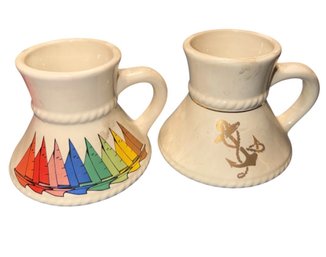 Nautical Non Spill Vintage Boating Coffee Mug Pair (BDR)