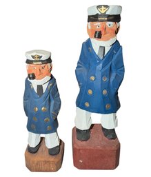 Carved Wooden Sailor Man Figurine Pair (BDR)