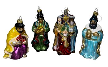 Glass Nativity Christmas Ornaments 4pc (G)