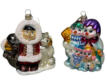 Glass Christmas Ornaments Snowmen & Eskimo With Polar Bear (G)