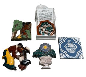 Moravian Pottery & Tile Works Collection Of Five Art Tiles (G)
