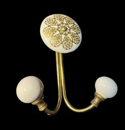Gilded Ceramic & Brass Wall Hanging Hook