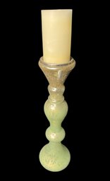 Tall Green Glass Candle Holder