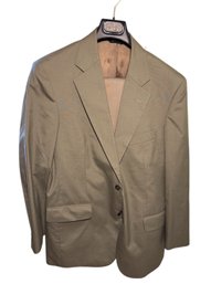 Brooks Brothers Khaki Green Suit With Pleated Pants 39R 33W 29.5 Inseam