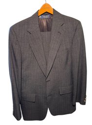 Brooks Brother Grey Pin Striped Suit With Cuffed Pants 100% Wool 38 Regular 28.5 Inseam