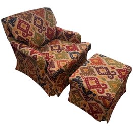 Southwestern Custom Upholstered Armchair & Matching Ottoman (LR2)