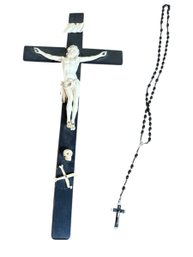 Old Jesus Christ On Cross Wall Art With Cross Necklace (br2)