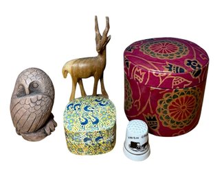 Indian Trinket Boxes & Small Figurines 5pc (B)