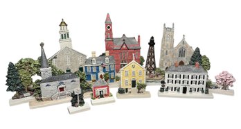 Hestia Creations Town Of Marblehead Ceramic Art Figurines 14pc (G)