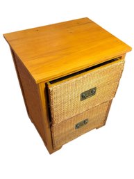 Solid Wooden And Ratan Woven Style Filing Cabinet (br2)