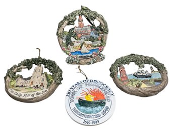 Hestia Creations Marblehead Massachusetts Ornaments 4pc (G)