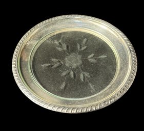 Sterling Silver & Etched Glass Small Plate