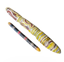 Oceanic Painted Wooden Clapping Stick Pair (LR2)